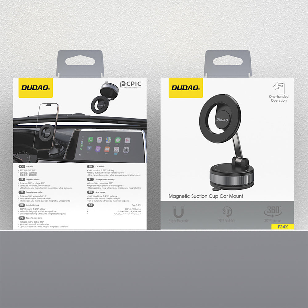 Dudao F24X MagSafe Compatible Car Holder with Suction Cup - Black_7