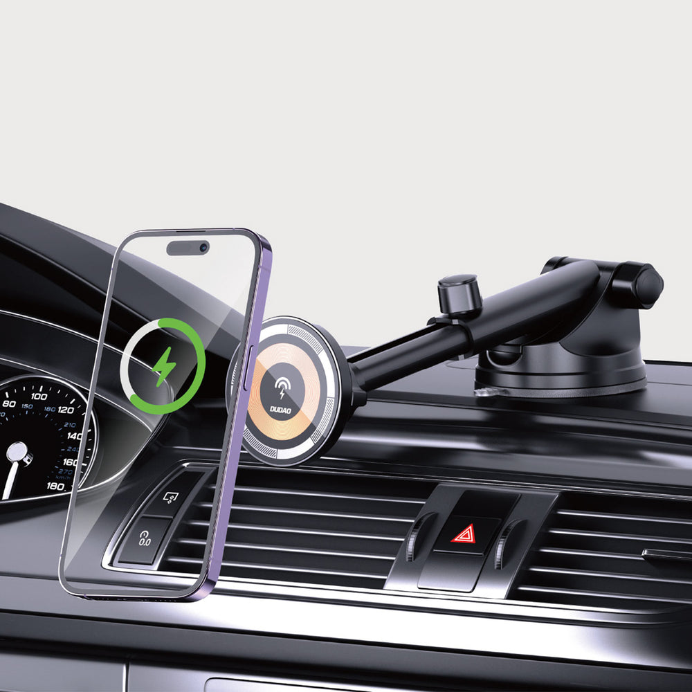 Dudao F12MAX+ Car Holder with 15W Wireless Charger, Compatible with Magsafe - Black_10