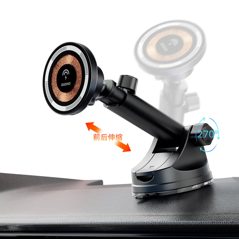 Dudao F12MAX+ Car Holder with 15W Wireless Charger, Compatible with Magsafe - Black_11