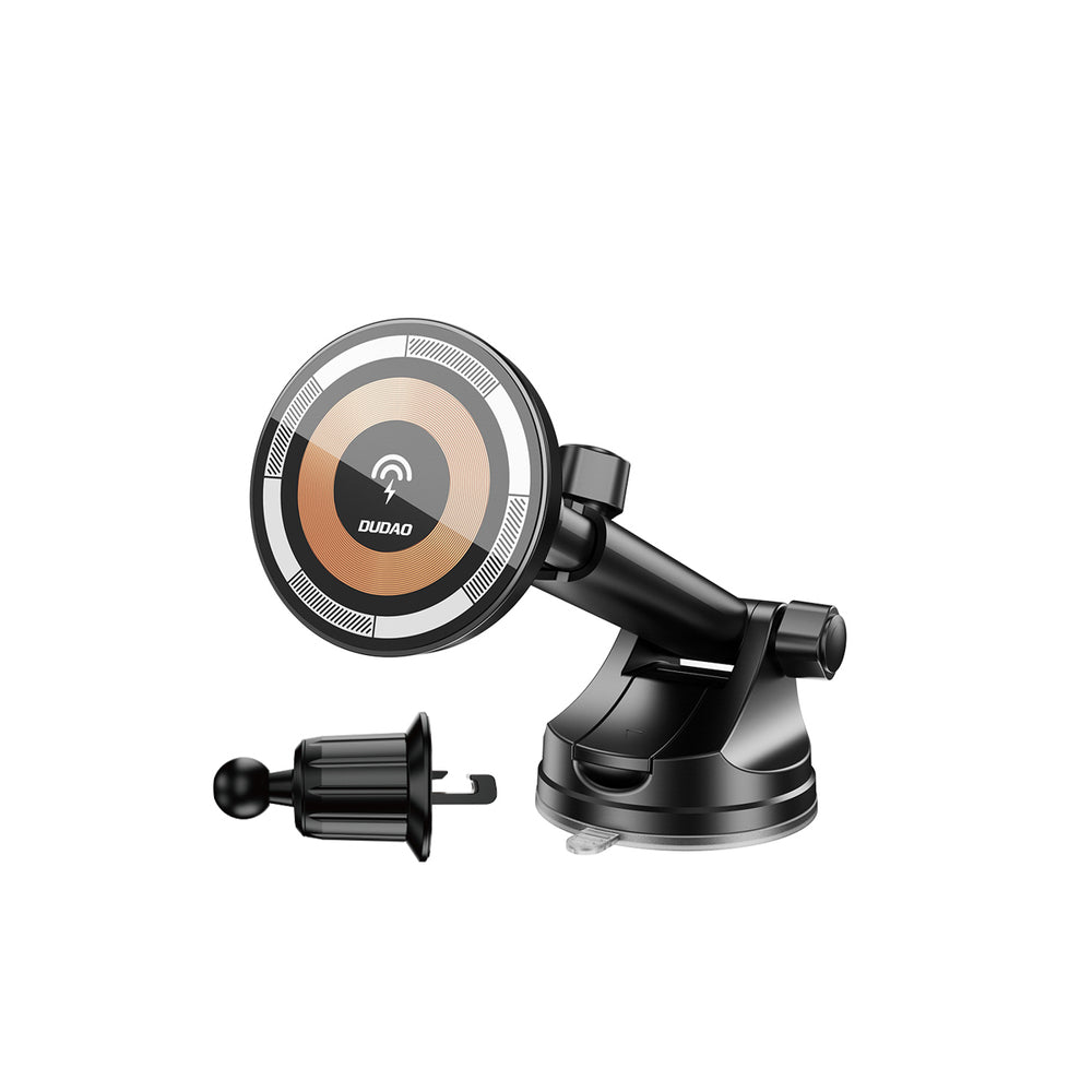 Dudao F12MAX+ Car Holder with 15W Wireless Charger, Compatible with Magsafe - Black_1