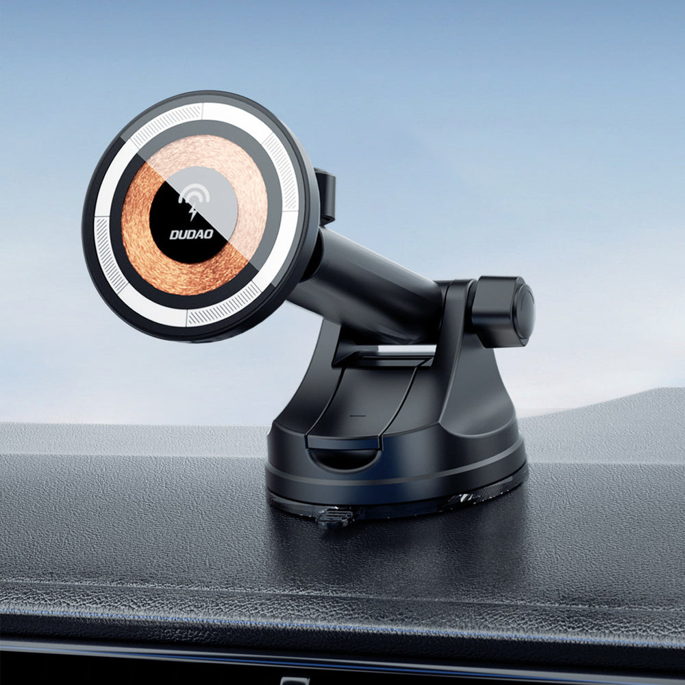 Dudao F12MAX+ Car Holder with 15W Wireless Charger, Compatible with Magsafe - Black_3
