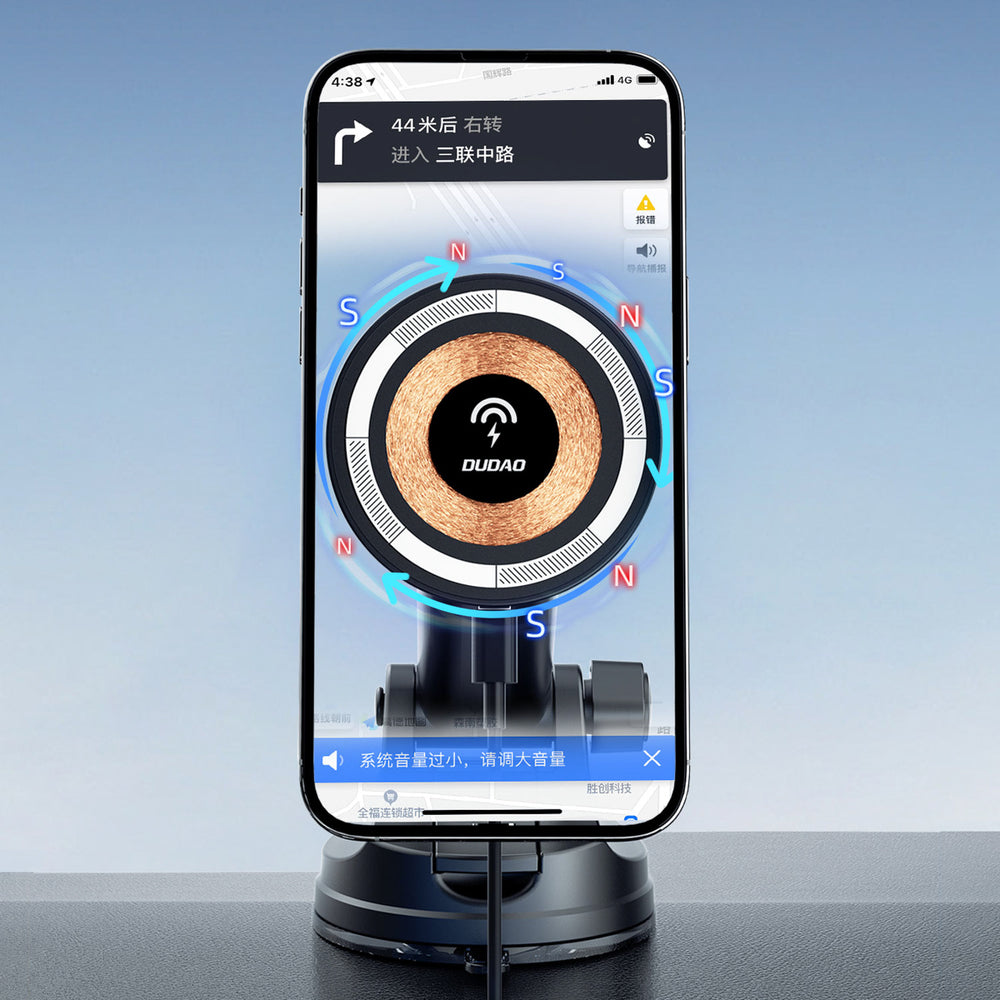 Dudao F12MAX+ Car Holder with 15W Wireless Charger, Compatible with Magsafe - Black_7