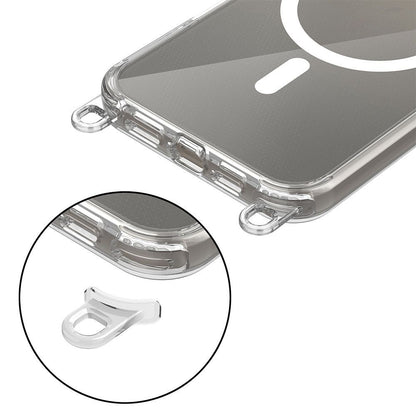 Tech-Protect Flexair Chain MagSafe Case for iPhone 16 - Clear + 2 Lanyards (Pink and Gray)_3