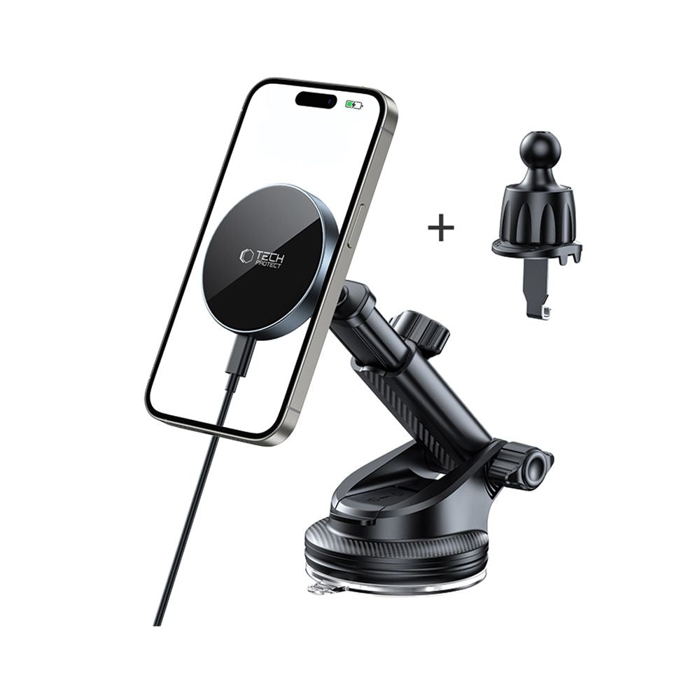 Tech-Protect mm15W-V5 Magnetic MagSafe Car Holder for Cockpit/Windshield/Air Vent - Black_1
