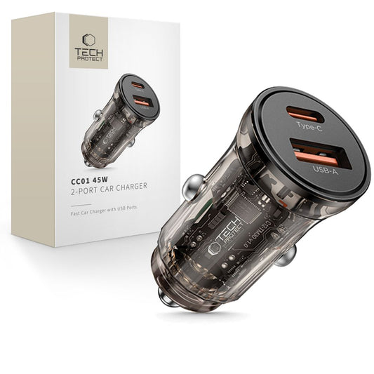 Tech-Protect CC01 45W 2-Port USB-A / USB-C Car Charger - Black_0
