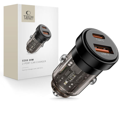 Tech-Protect CC03 30W 2-Port USB-A / USB-C Car Charger - Black_0