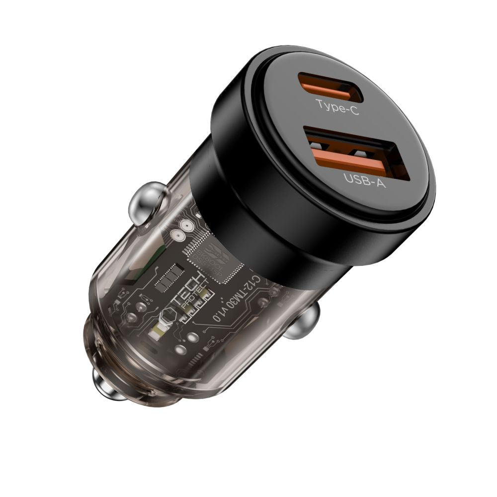 Tech-Protect CC03 30W 2-Port USB-A / USB-C Car Charger - Black_1