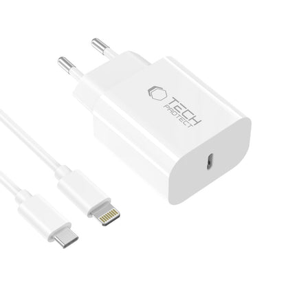 Tech-Protect NC20W Wall Charger with 100 cm USB-C / Lightning Cable - White_2