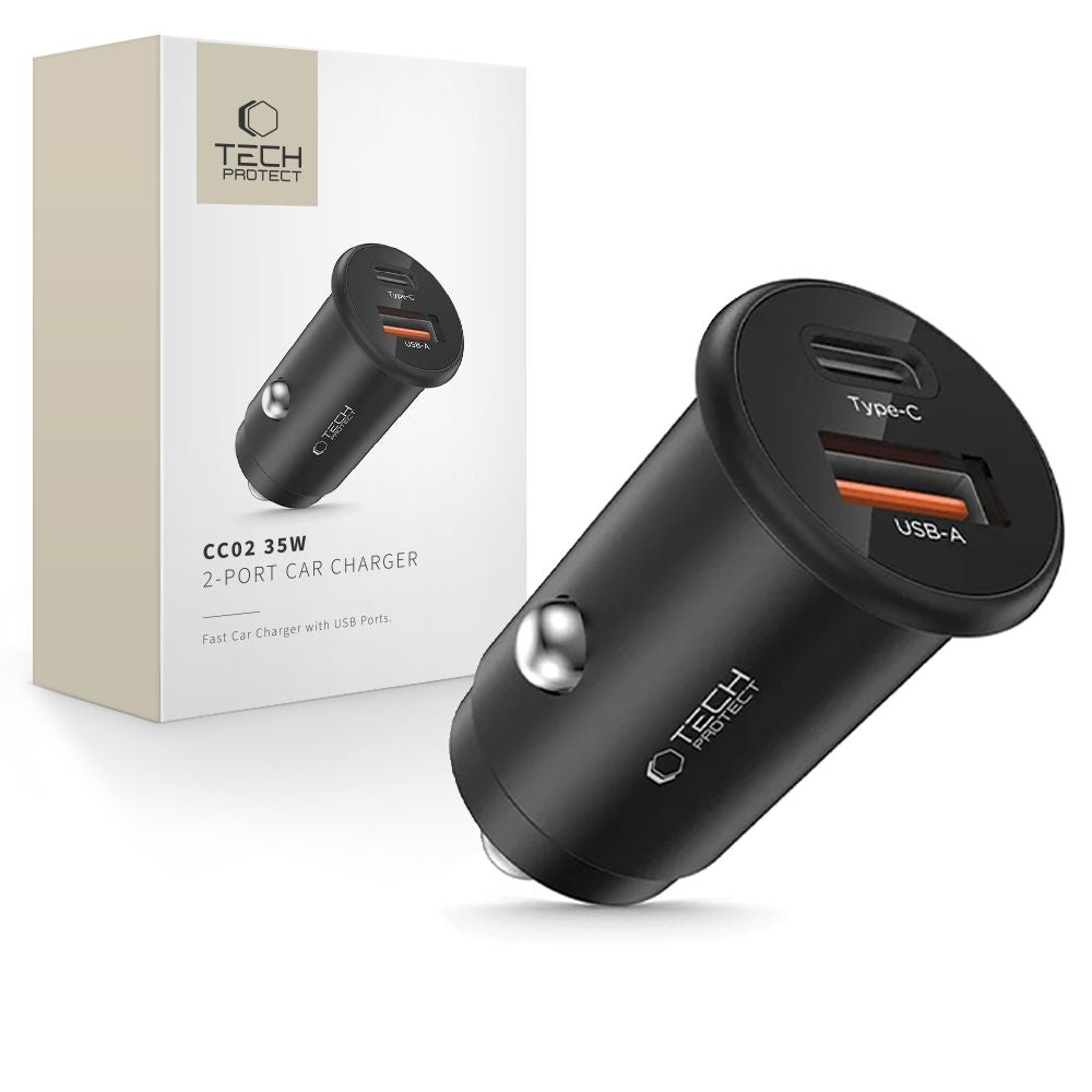 Tech-Protect CC02 35W Car Charger 2-Port USB-C / USB-A - Black_0