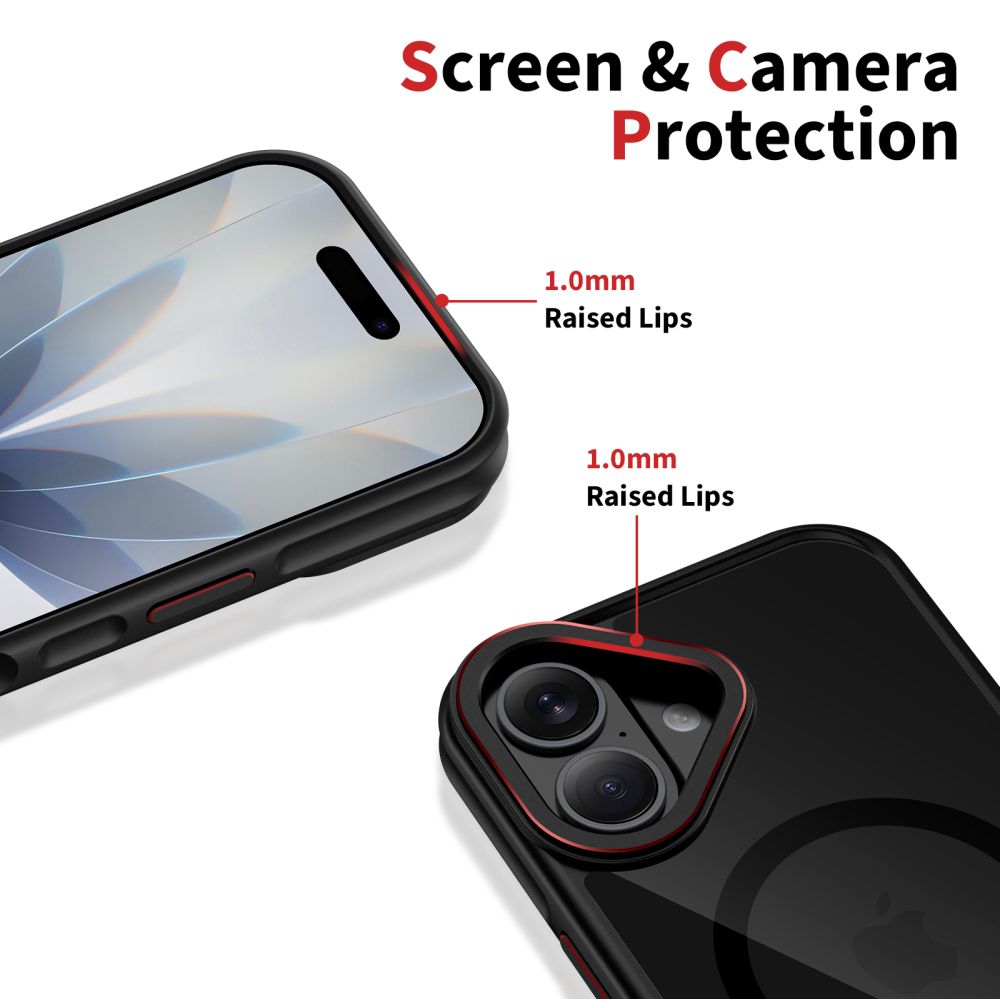 Tech-Protect MagHybrid MagSafe Case for iPhone 17 - Black and Red_3