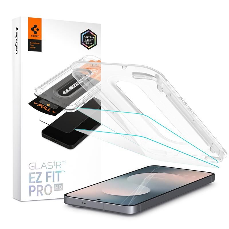 Front Cover Clear Screen Protector Spigen GlastR EZ FIT Pro HD for Samsung Galaxy S25 FE, 2-Pack AGL10202_0