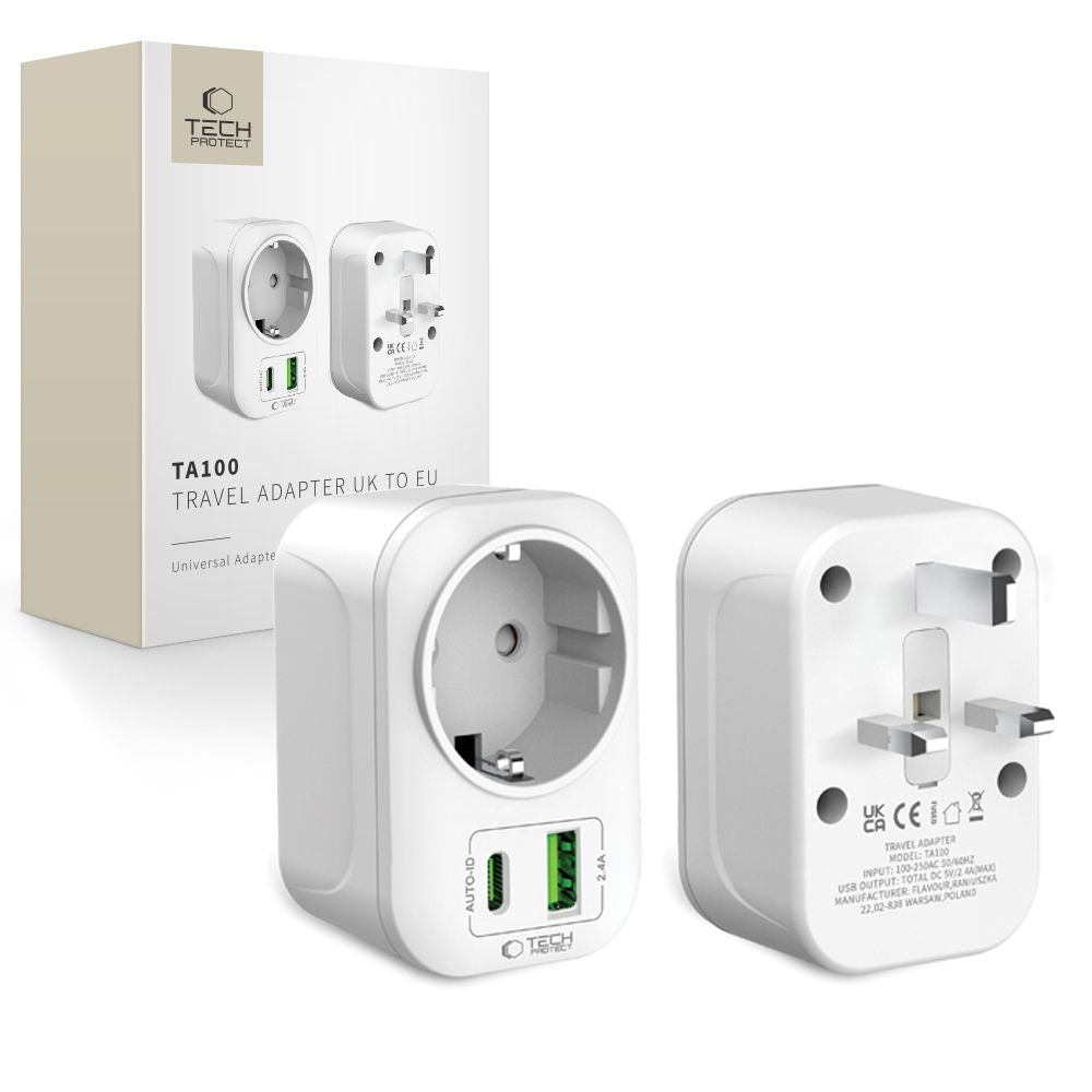 Tech-Protect TA100 UK Adapter - White_0