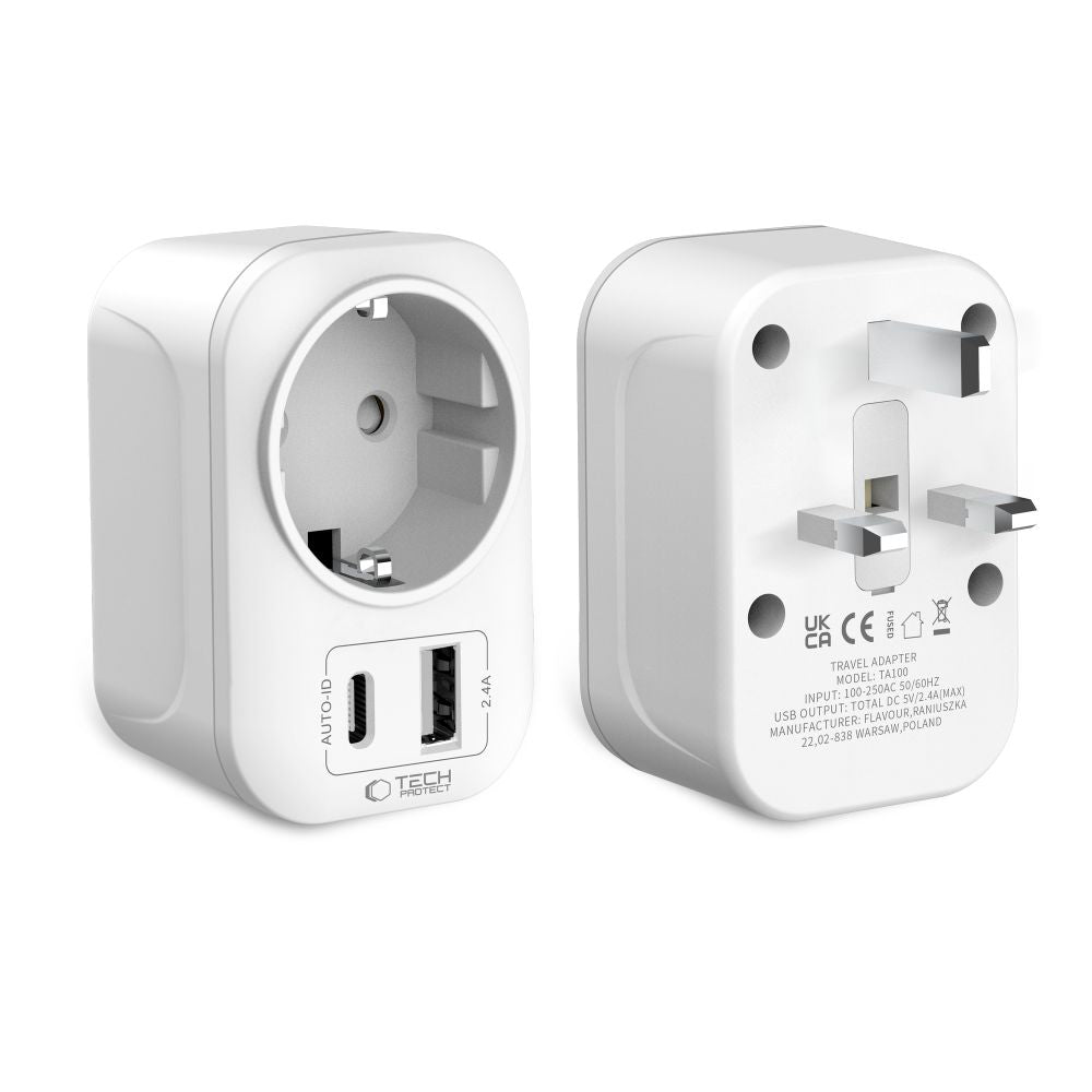 Tech-Protect TA100 UK Adapter - White_1