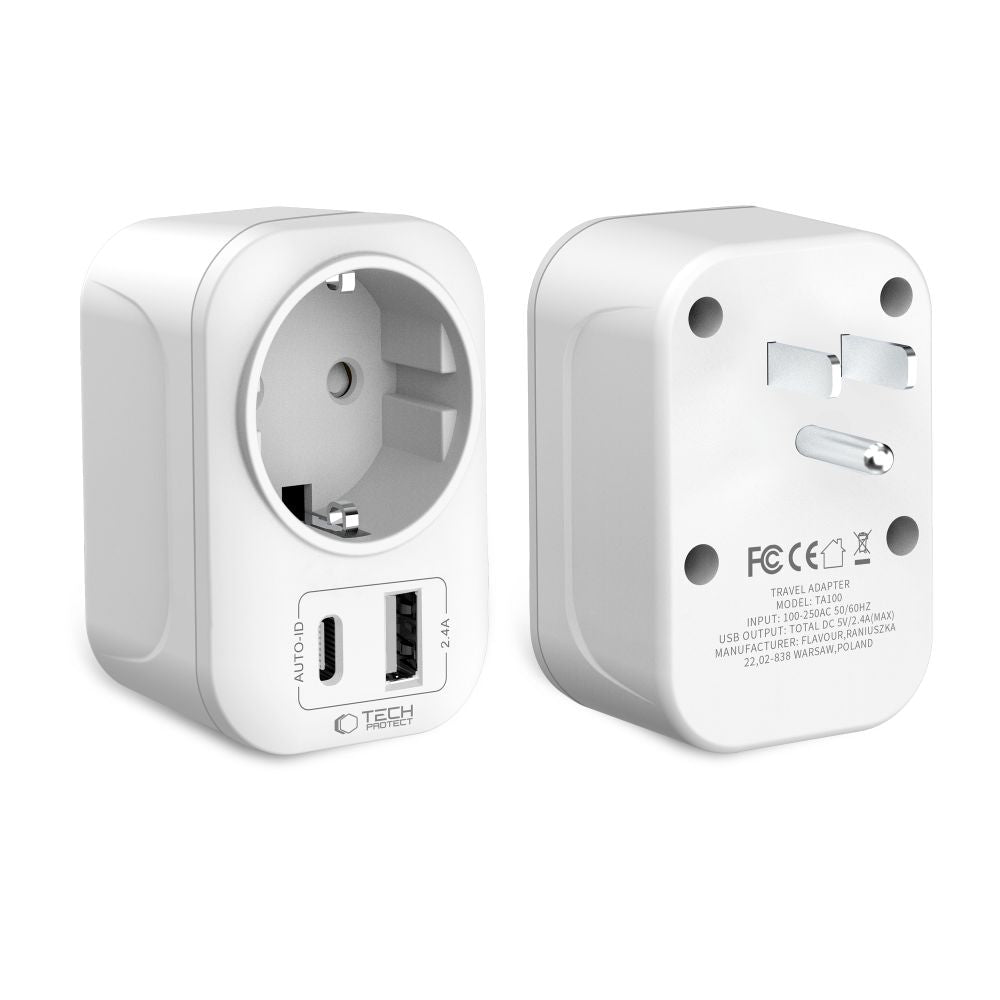 Tech-Protect TA100 US Adapter - White_1