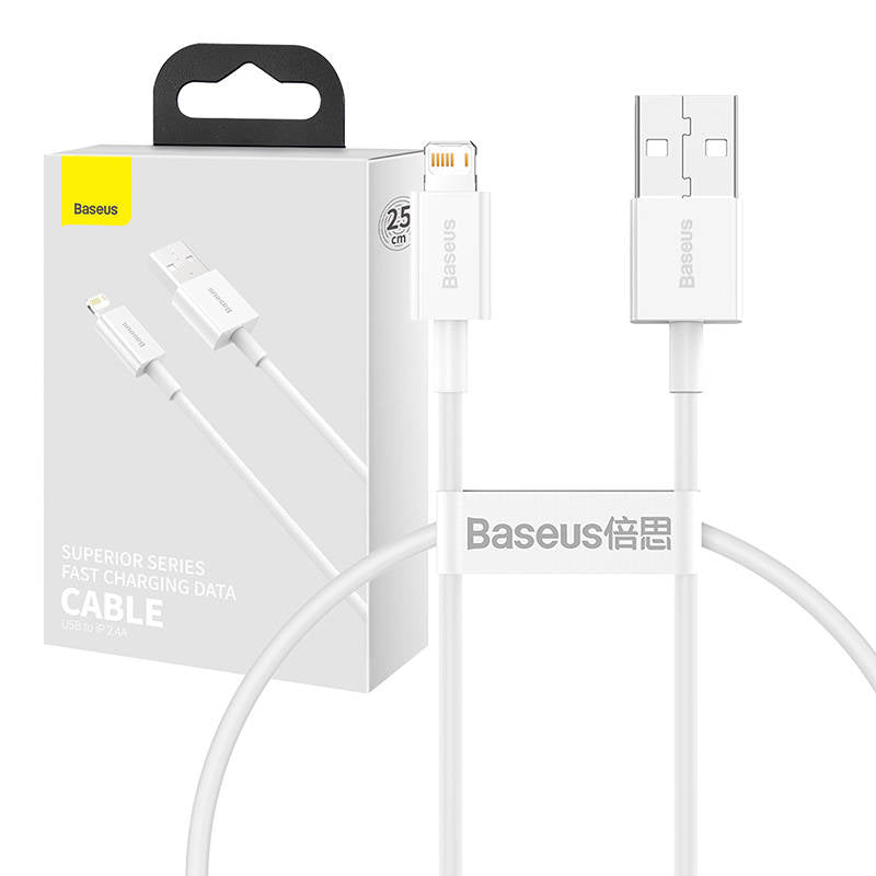 Baseus Superior Series Cable USB to Lightning, 2.4A, 0,25m (white)_0