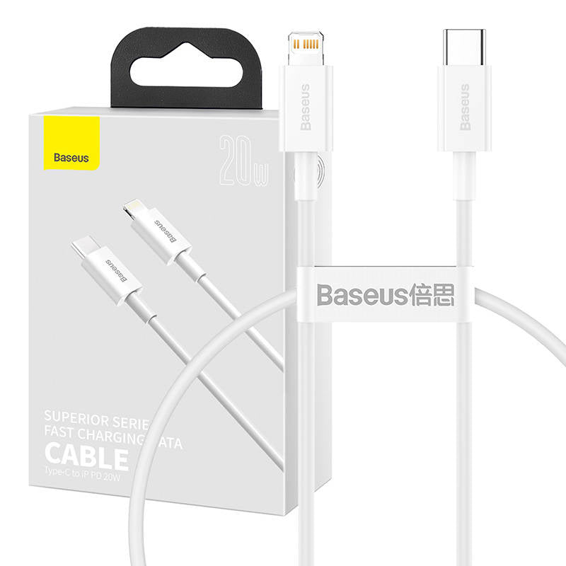 Baseus Superior Series Cable USB-C to Lightning, 20W, PD, 0,25m (white)_0