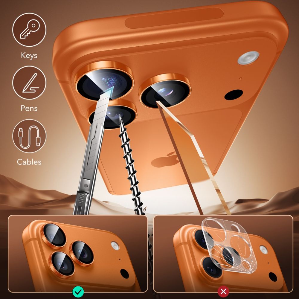 ESR Armorite Camera Lens Glass for iPhone 17 Pro / Max / 15 Pro / Max / 16 Pro / Max / 17 Pro / Max - Orange_6