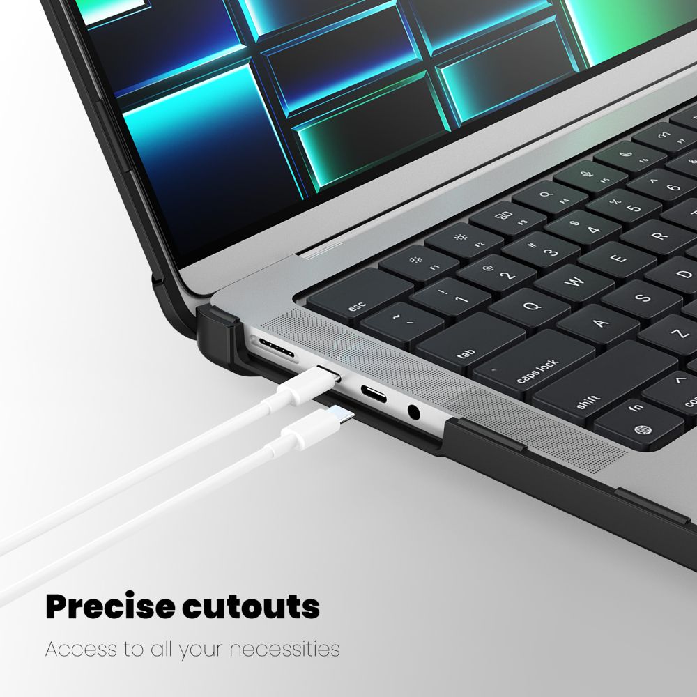 Tech-Protect SmartShell Pro case for Macbook Pro 14 M1 / M2 / M3 / M4 / M5 2021-2025 - black and transparent_5