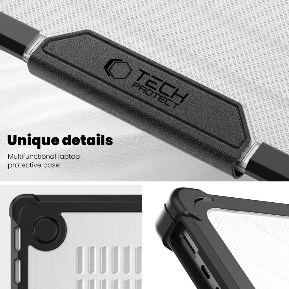 Tech-Protect SmartShell Pro case for Macbook Pro 14 M1 / M2 / M3 / M4 / M5 2021-2025 - black and transparent_7