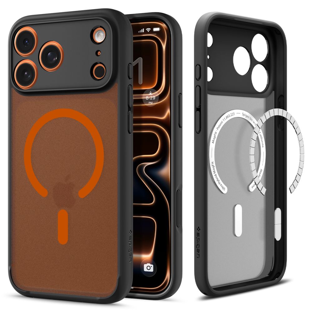 Hard Case Spigen Ultra Hybrid com MagSafe / Preto Laranja / ACS10482_0