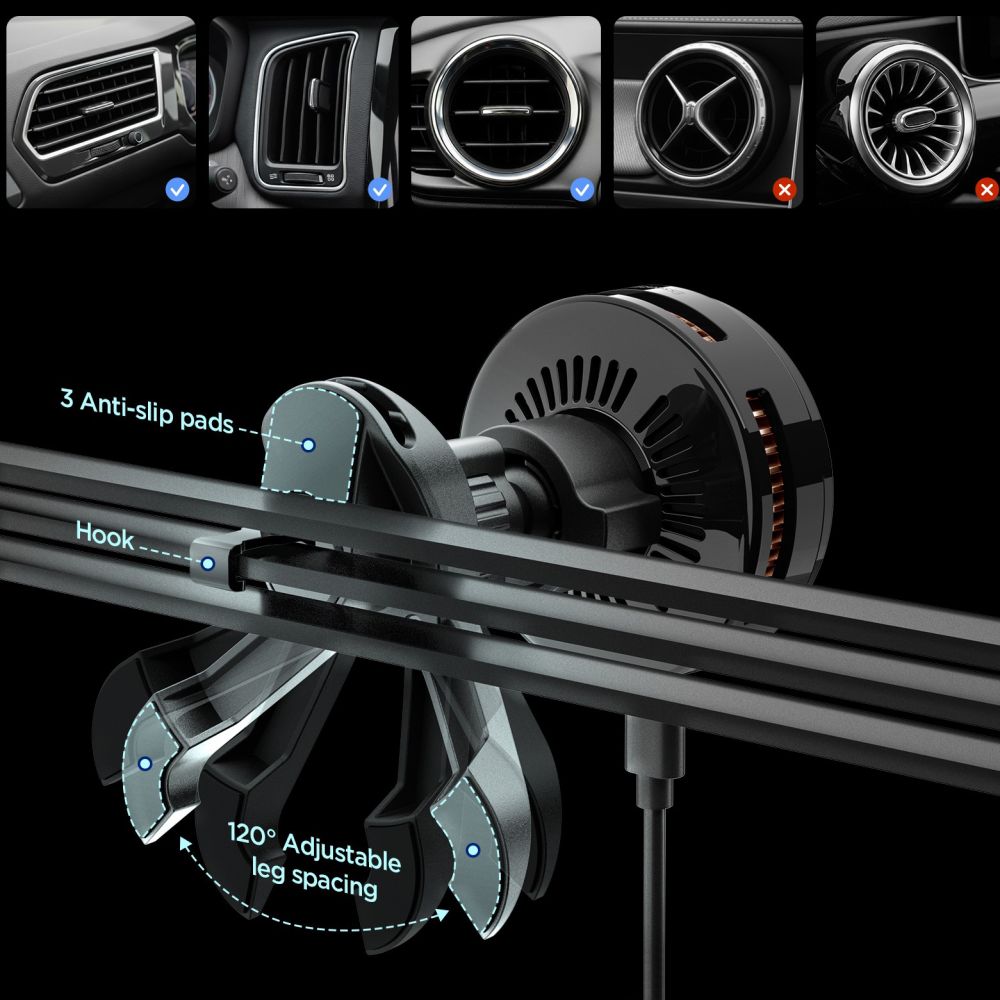 Spigen Essential EV25MFAQ Magnetic MagSafe Car Air Vent Mount - Black_1