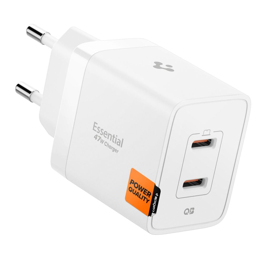 Wall Charger Spigen Essential, 47W, 3A, 2 x USB-C, White ACH08707 _0