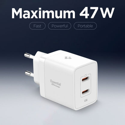 Wall Charger Spigen Essential, 47W, 3A, 2 x USB-C, White ACH08707 _3