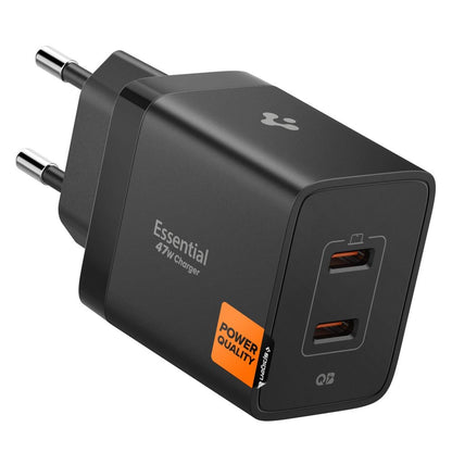 Wall Charger Spigen Essential, 47W, 3A, 2 x USB-C, Black ACH09457 _0