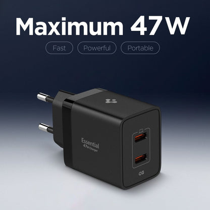 Wall Charger Spigen Essential, 47W, 3A, 2 x USB-C, Black ACH09457 _3