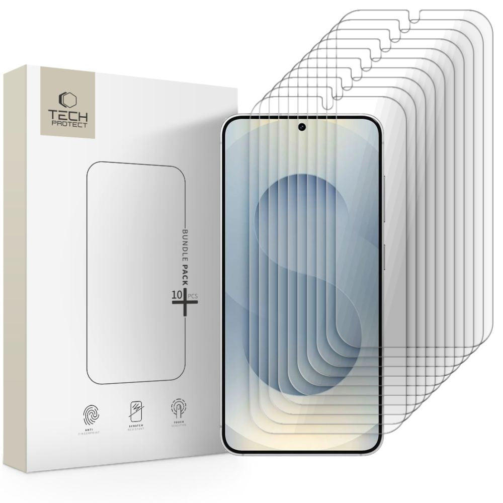 CLEAR Tech-Protect Tempered Glass Bundle 10-pack for Samsung Galaxy S24/S25_0