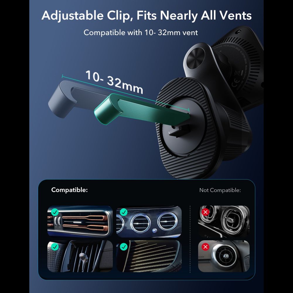 ESR OmniLock Qi2.2 Magnetic MagSafe Car Air Vent Mount - Black_6