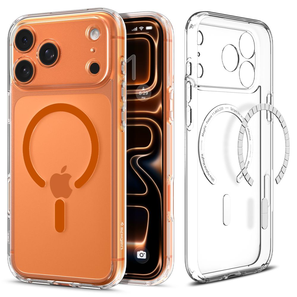Hard Case Spigen Ultra Hybrid with MagSafe for Apple iPhone 17 Pro Max, Clear Orange ACS11109_0