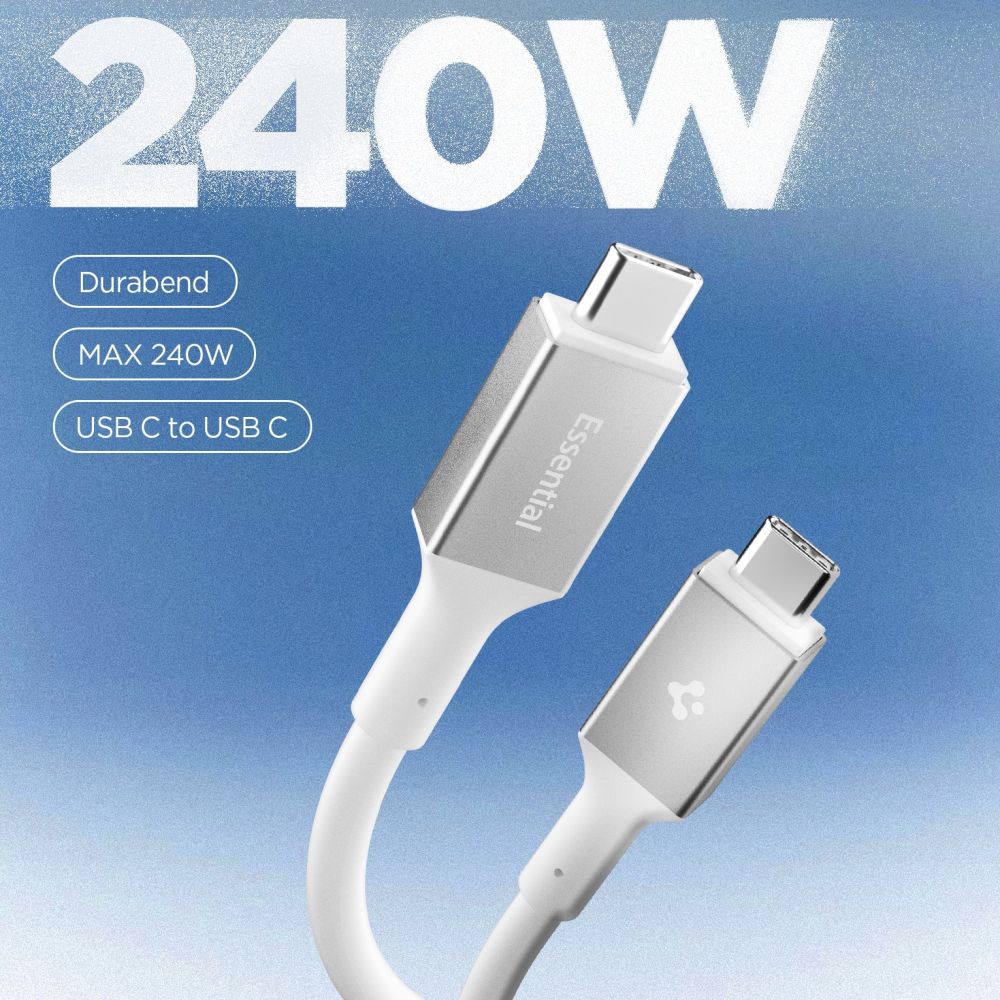 USB-C to USB-C Cable Spigen EB24012CC, 240W, 1.2m, White ACA08776_1