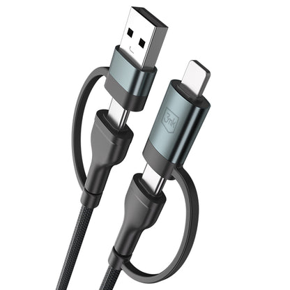 3mk Hyper Cable N-SERIES 2 in 2 USB-A / USB-C and USB-C / Lightning 1.2m QC 3.0 9V/2A 60W - black_1
