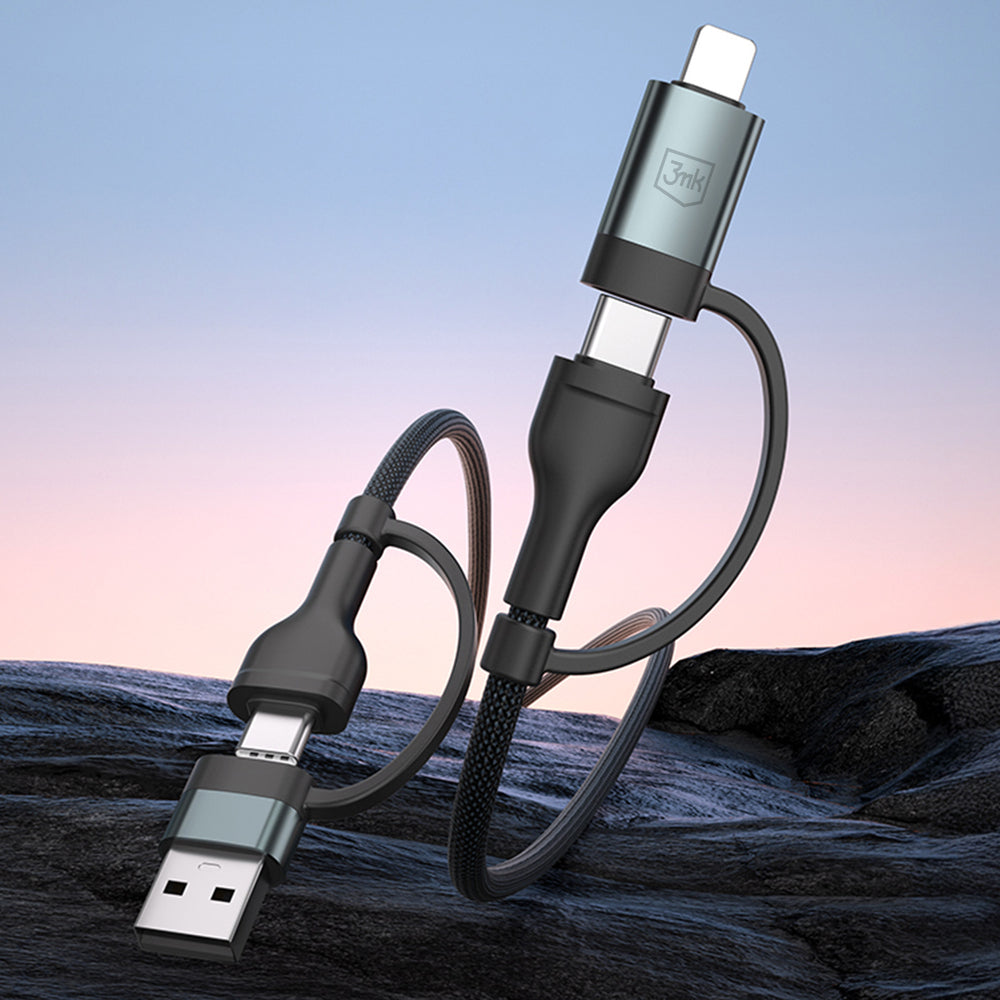 3mk Hyper Cable N-SERIES 2 in 2 USB-A / USB-C and USB-C / Lightning 1.2m QC 3.0 9V/2A 60W - black_3