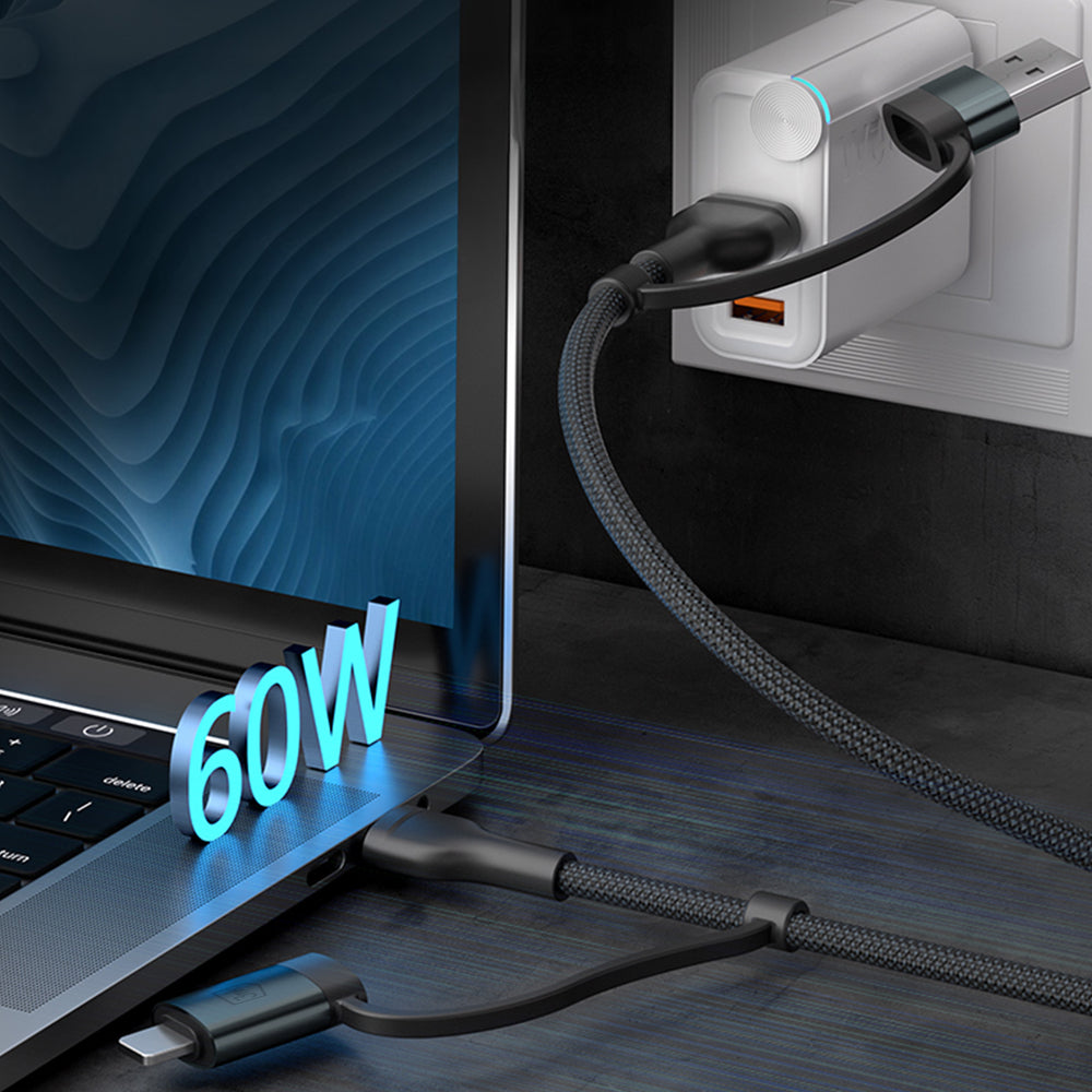 3mk Hyper Cable N-SERIES 2 in 2 USB-A / USB-C and USB-C / Lightning 1.2m QC 3.0 9V/2A 60W - black_4