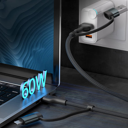3mk Hyper Cable N-SERIES 2 in 2 USB-A / USB-C and USB-C / Lightning 1.2m QC 3.0 9V/2A 60W - black_4