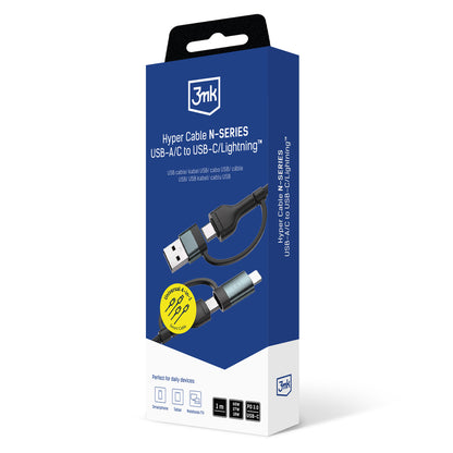 3mk Hyper Cable N-SERIES 2 in 2 USB-A / USB-C and USB-C / Lightning 1.2m QC 3.0 9V/2A 60W - black_7