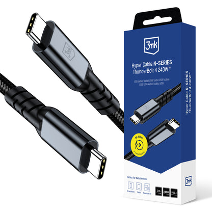 3mk Hyper Cable N-SERIES Thunderbolt 4 USB-C / USB-C 1m 48V/5A 40Gb/s 240W 8K60Hz - black_0