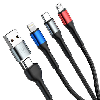 3mk Hyper Cable N-SERIES 6 in 1 USB-C / USB-A to USB-C / Lightning / Micro 1.2m QC 3.0 9V / 2A 18W - black_1
