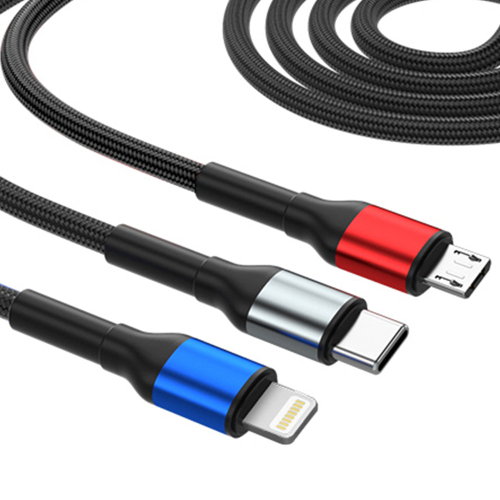 3mk Hyper Cable N-SERIES 6 in 1 USB-C / USB-A to USB-C / Lightning / Micro 1.2m QC 3.0 9V / 2A 18W - black_3