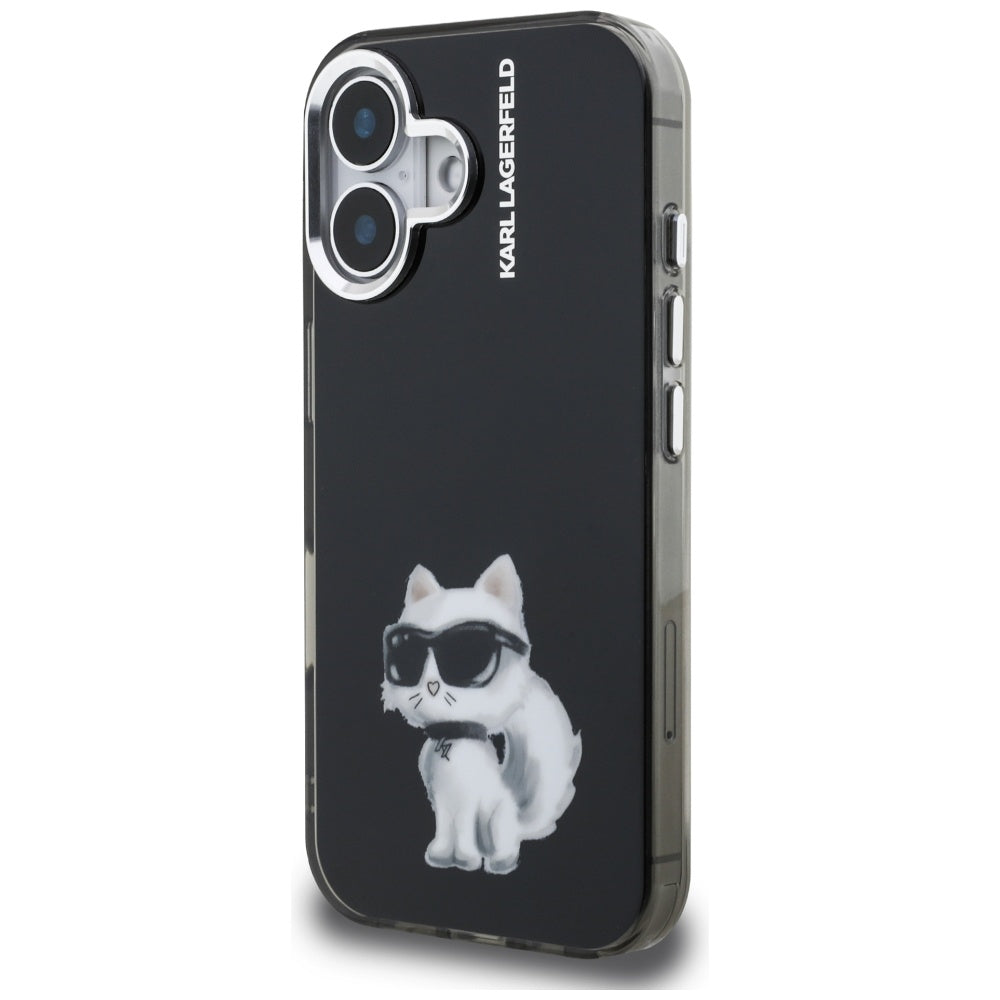 Karl Lagerfeld IML Aquarelle Choupette &amp; Logo iPhone 16 Case - Black_1