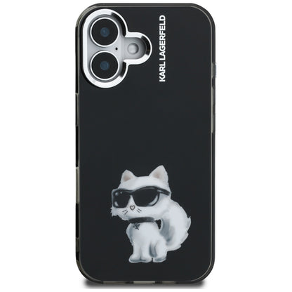 Karl Lagerfeld IML Aquarelle Choupette &amp; Logo iPhone 16 Case - Black_2