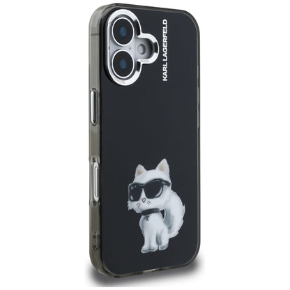 Karl Lagerfeld IML Aquarelle Choupette &amp; Logo iPhone 16 Case - Black_3