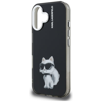 Karl Lagerfeld IML Aquarelle Choupette &amp; Logo iPhone 16 Case - Black_5