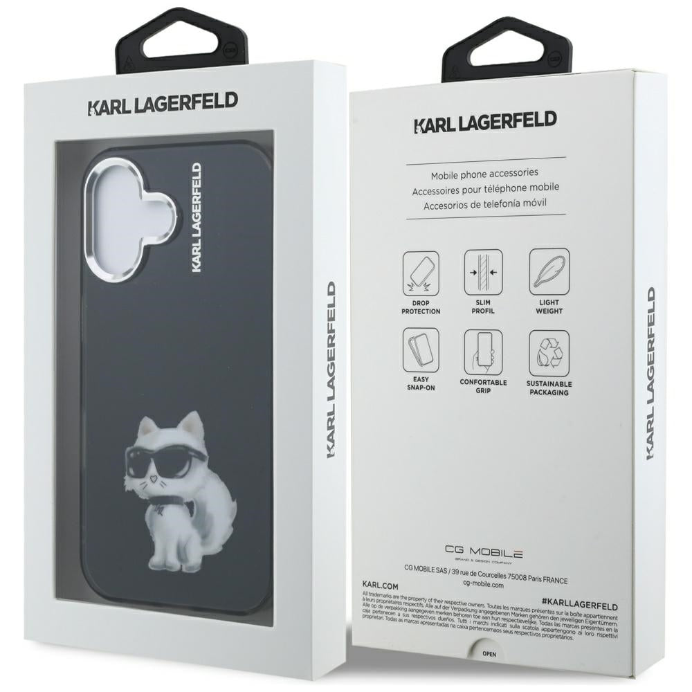 Karl Lagerfeld IML Aquarelle Choupette &amp; Logo iPhone 16 Case - Black_7