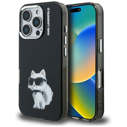 Karl Lagerfeld IML Aquarelle Choupette &amp; Logo iPhone 16 Pro Case - Black_0