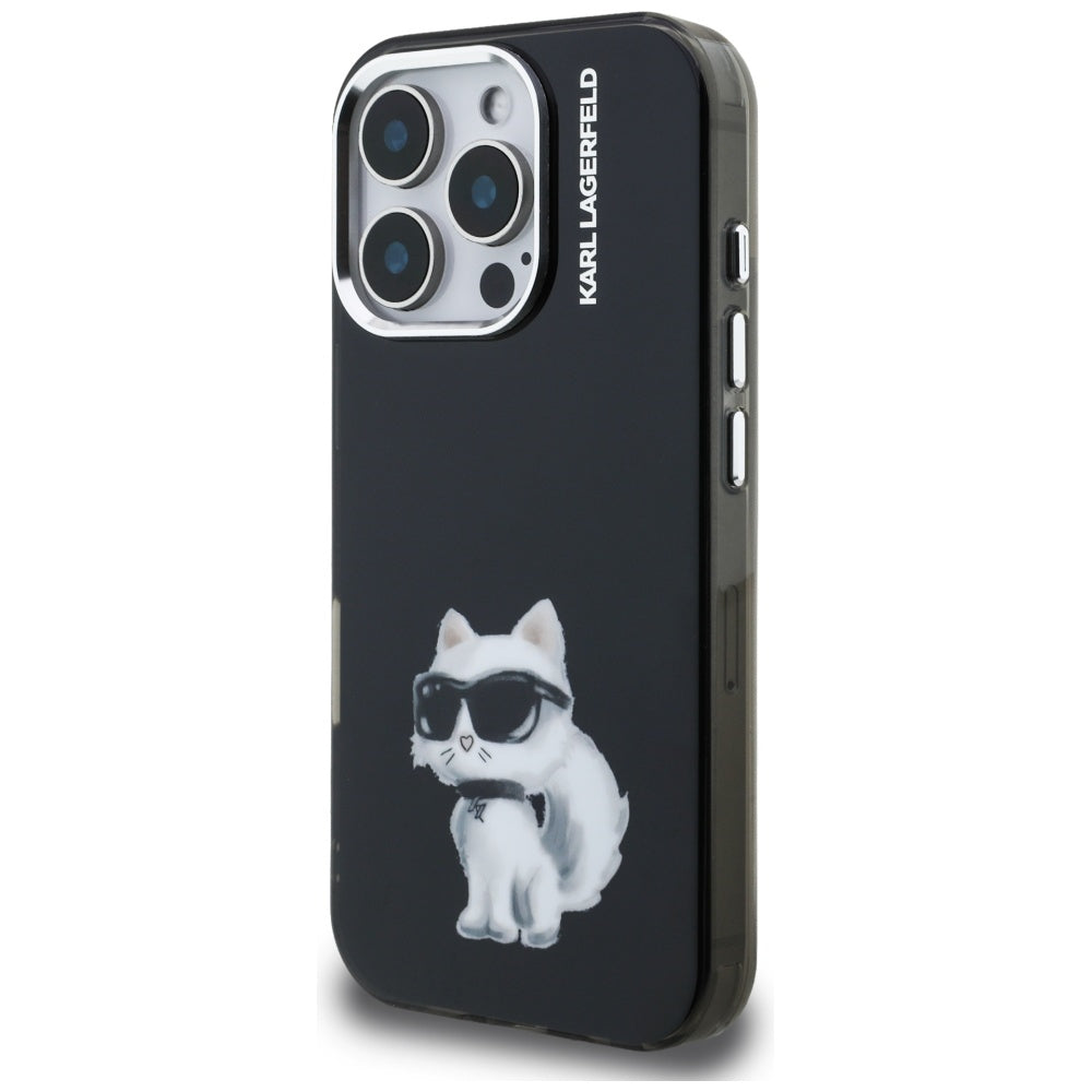 Karl Lagerfeld IML Aquarelle Choupette &amp; Logo iPhone 16 Pro Case - Black_1