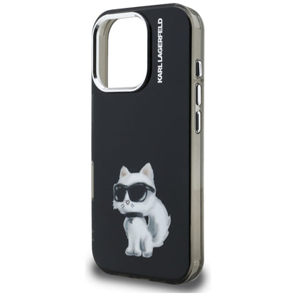 Karl Lagerfeld IML Aquarelle Choupette &amp; Logo iPhone 16 Pro Case - Black_5
