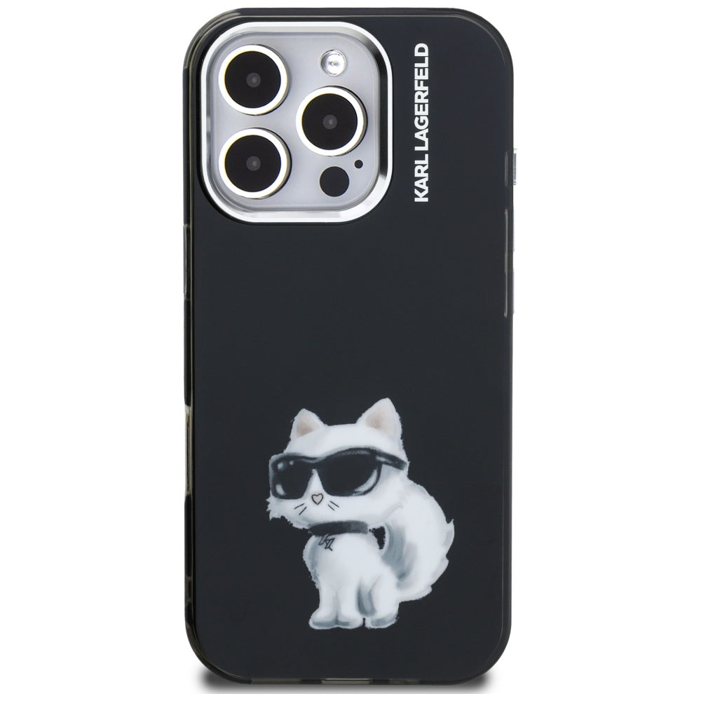Karl Lagerfeld IML Aquarelle Choupette &amp; Logo Case for iPhone 16 Pro Max - Black_2